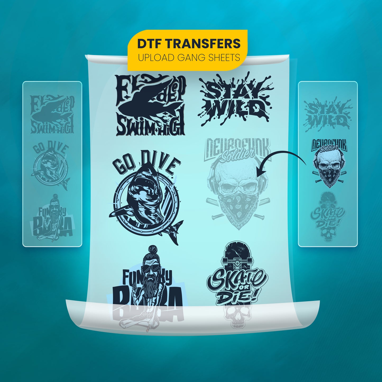 Upload DTF Transfer Gang Sheets